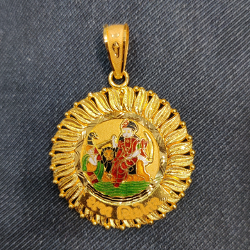 916 Gold Fancy Gent's Vahanvati Maa Minakari Penda...