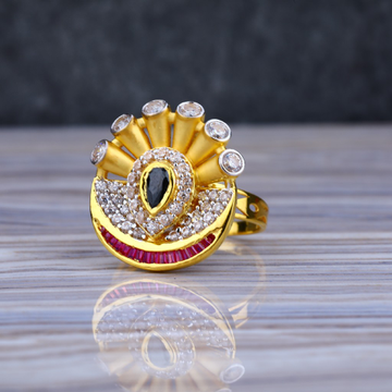 Ladies Long Fancy 916 Gold Ring-LLR54