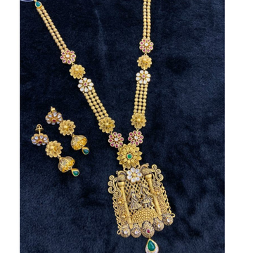 916 Gold Modern Necklace Set GJ-321 by Gharena Jewellers
