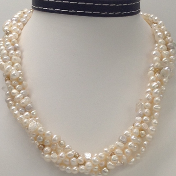 white potato pearls twisted neckalce with sphetic chips JPM0258