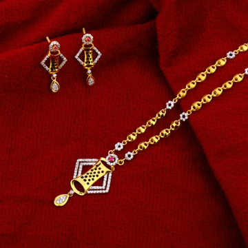 916 Gold CZ Classic Ladies Chain Necklace set CN25...