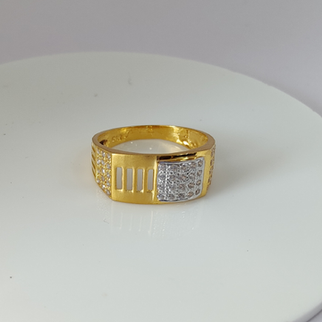 22k Gold Diamond Gents Ring by 
