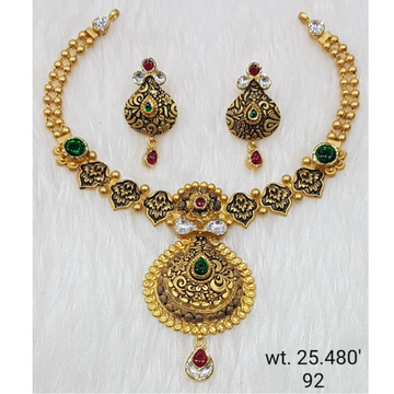 916 gold Antique Leave Shape Necklace Set by Panna Jewellers