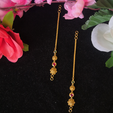 916 gold fancy jadtar red and green colour stone e... by 