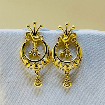22k Yellow Gold Traditional Chandbali Plain Earrin... by 