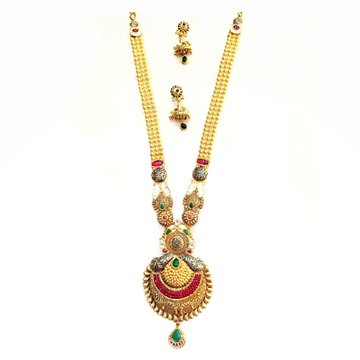 22k gold antique long necklace set mga - gn0054