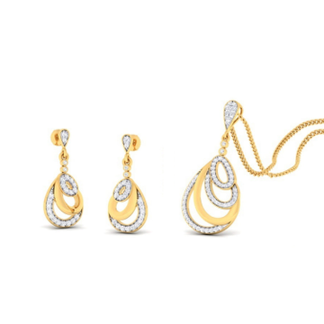 22k gold cz meher classic pendant set by 