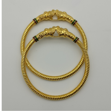 916 Yellow Gold Fancy Copper Kada by Saideep Jewels