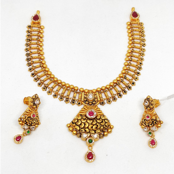 Antique Stone and Kundan Work Set by Rajasthan Jewellers Private Limited