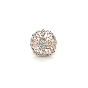 Rose gold and diamond statement ring with marquise...