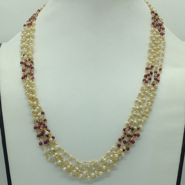 Red Ruby and Pearls 6 Line Taar Mala JSS0181
