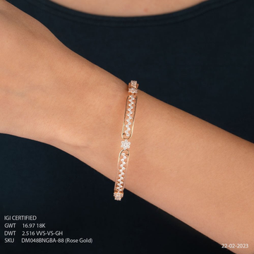 18K Rose Gold Designer Diamond Bangles For Women