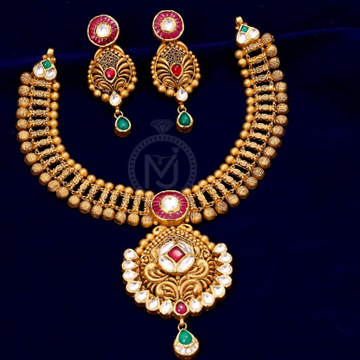 22K(916)Gold Ladies Antique Necklace Set by Sneh Ornaments