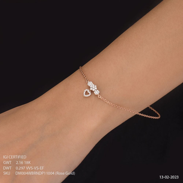 18k Rose Gold Heart Shape Delicate Bracelet