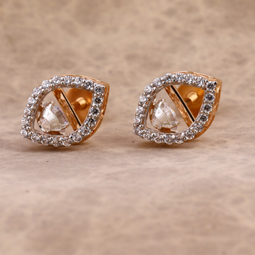 18kt cz rose gold classic ladies earring re207
