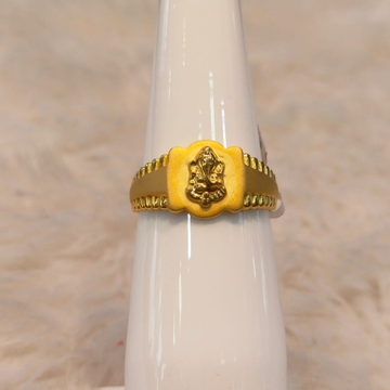 916 Gold Hallmark Ganesh Design Ring For Men by Panna Jewellers
