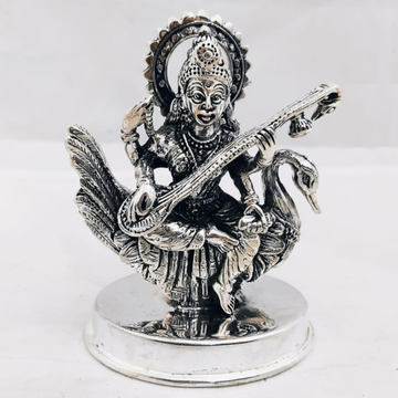 925 pure silver idol of gayatri mata on swan in an...