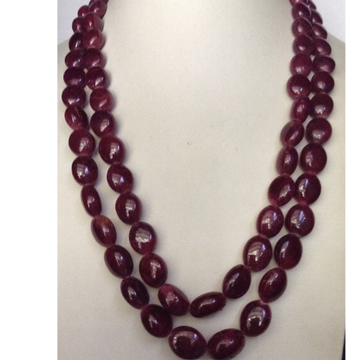 Natural red ruby oval aweja 2 layers necklace JSR0112