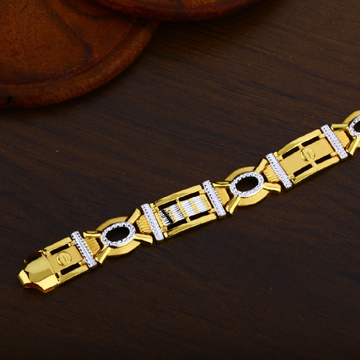 Mens 916 Fancy Gold Cz Plain Bracelet-MPB39