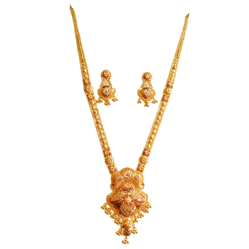 22k Gold Kalkatti Rajwadi Necklace With Earrings M...