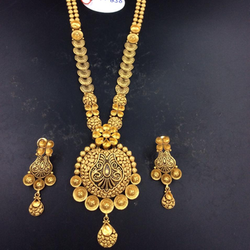 916 gold Unique design long necklace set by Sneh Ornaments