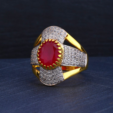 916 Gold Ruby Stone Gents Ring by R.B. Ornament