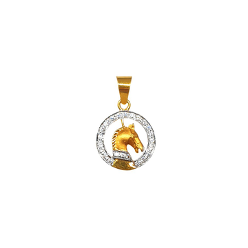 22K Gold Round Shaped Hourse Pendant MGA - PDG0215