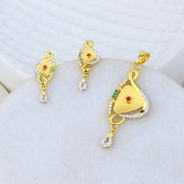 22k 916 gold pendant and earring set for ladies. by 