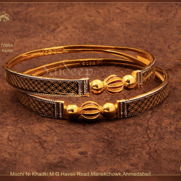 916 Hallmark gold Unique Design bangle  by Saideep Jewels