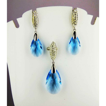 Blue Stoned 925 Silver Pendant Set