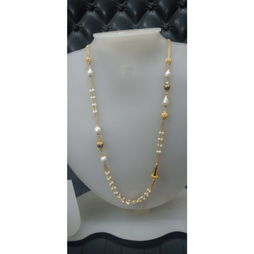 916 Gold White Beaded Chain Mala by Celebrity Jewels