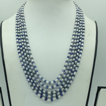 White Rice Pearls with Blue Sapphires Beeds Necklace JPM0487