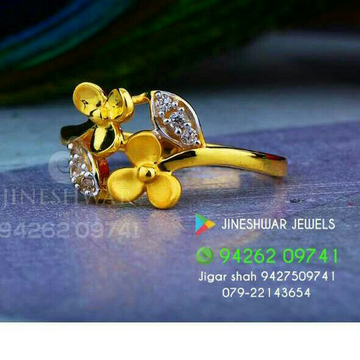 Fancy Designer Gold Cz Ladies Ring LRG -316