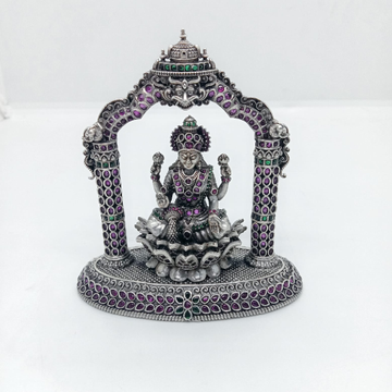 Unique idol of goddess laxmi in pure silver sittin...