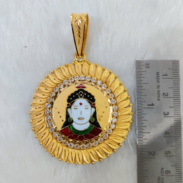 916 Gold Fancy Gent's Chehar Maa Minakari Pendant