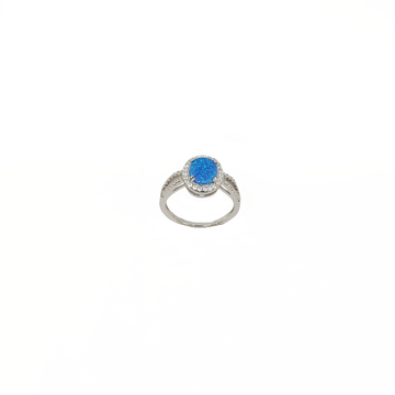 Blue Stone Diamond Ring In 925 Sterling Silver MGA - LRS5306