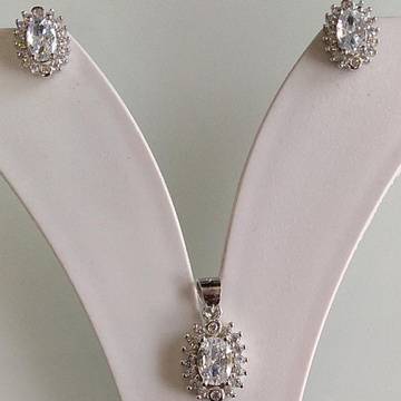 925 Sterling Silver Diamond Oval Size Design Penda... by 