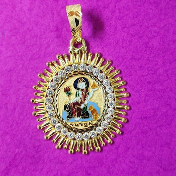 916 Gold  Sury Jahu Ma Mina Pendant by Saurabh Aricutting