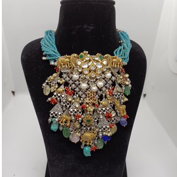 Unique silver Kundan nakhra necklace with Designer... by 