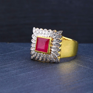 22K Gold Ruby Stone Ring For Men by R.B. Ornament