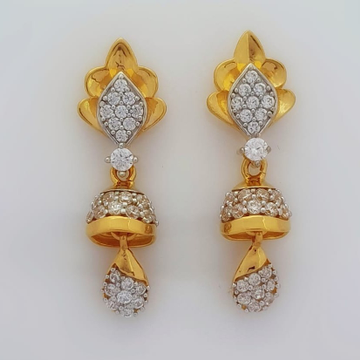 916 Gold CZ Hanging Earring by Madhav Jewellers (TankaraWala)