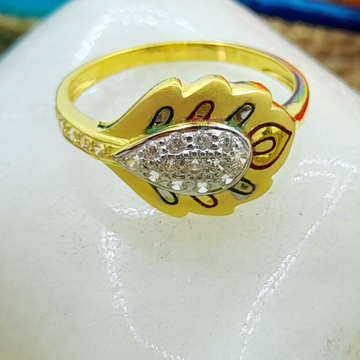 916 gold cz diamond marvellous leaf ladies ring