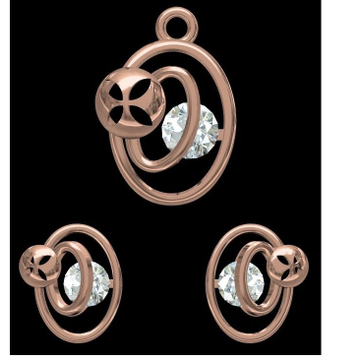 18kt cz rose gold soliter diamond pendant set