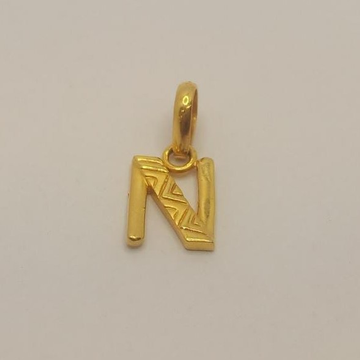 22k gold Name letter "N" pendant by 