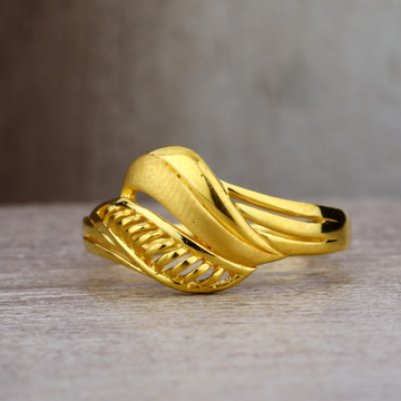 Ladies 22K Gold CZ Plain Ring -LPR16