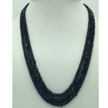 Natural blue sapphires round faceted 3 layers necklace jsb0142