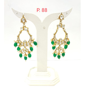 Gold plated kundan design with Green Beads Earring...