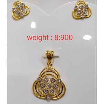 916 gold cz diamond pendant set by 