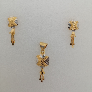 916 gold flower design butty pendant set by 