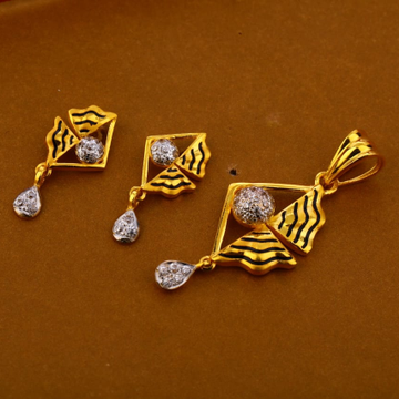 916 Gold CZ Fancy Ladies Pendant Set FPS319